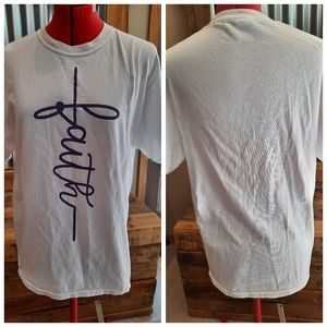 FAITH white Tee Shirt M Port & Co inspirational